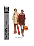 70s Men's Faux Fur Lined Car Coat, Chest 38-40 (97-102 cm), McCall's 2981, Vintage Sewing Pattern Reproduction