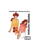 70s Women's Fitted Western Body Shirt, Various Sizes, Authentic Patterns 238, Vintage Sewing Pattern Reproduction