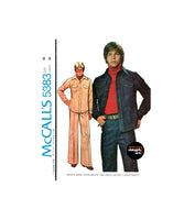 70s Men's Shirt Style Jacket and Flared Pants, Chest 42 (107 cm) Waist 36 (92 cm), McCall's 5383 Vintage Sewing Pattern Reproduction