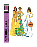 70s Back Zippered, Pallazzo Pant Flared Jumpsuit, Bust 34" (87 cm) McCall's 3588, Vintage Sewing Pattern Reproduction