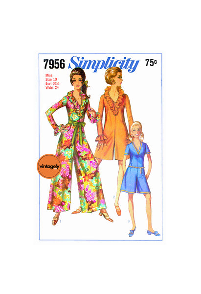 60s Pantdress / Jumpsuit in Two Lengths, Bust 32.5 (83 cm) or 34 (87 cm), Simplicity 7956, Vintage Sewing Pattern Reproduction