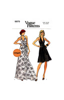 70s Wrapped, Halter Neck Evening Dress in Two Lengths, Bust 32.5 (83 cm) or 36 (92 cm), Vogue 8879, Vintage Sewing Pattern Reproduction