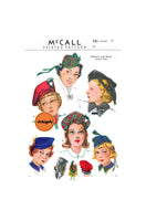 30s Women's Classic Scotch Caps and Berets, Headsize 23 (58.4 cm), McCall 741, Vintage Sewing Pattern Reproduction