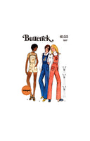 70s Top-Stitched Overalls in Two Lengths, Bust 32.5 (83 cm), 34 (87 cm) or 36 (92 cm), Butterick 6155, Vintage Sewing Pattern Reproduction