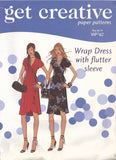 Get Creative Sewing Pattern, Wrap Dress with Flutter Sleeve, Size 8-16, Cut, Complete