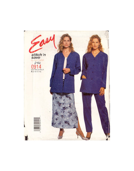 Stitch 'n Save 0914 Sewing Pattern, Women's Cardigan, Pants and Skirt, Size 8-10-12-14, Uncut Factory Folded