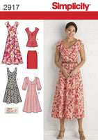 Simplicity 2917 Dress in Two Lengths with Sleeve Variations or Tunic, Skirt and Tie Belt, Sewing Pattern Multi Plus Sizes