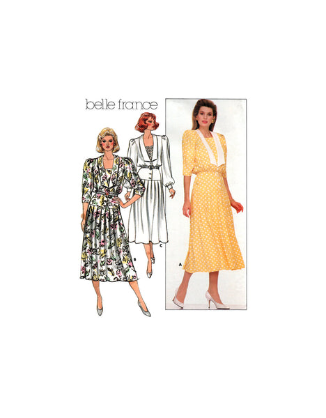 Butterick 3737 Belle France Blouson Bodice, Straight Pleated Skirt Dress, Uncut, Factory Folded Sewing Pattern Size 12