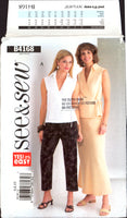 See & Sew 4168 Sleeveless Wrap Top, Bias Skirt and Tapered Above Ankle Pants, Sewing Pattern Size 6-10