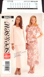 See & Sew 4423 Lined, Pullover Top with Long or Short Sleeves and Lined Ankle Length Skirt, Sewing Pattern Size 8-12