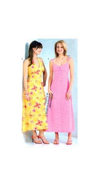 See & Sew 4493 Close Fitting Dress with Halter Neck or Shoulder Strap and Raised Waist, Sewing Pattern Size 6-10