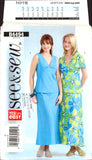 See & Sew 4494 Close Fitting V-Neck Top with Front Pleats and Slightly Flared Skirt, Sewing Pattern Size 8-12