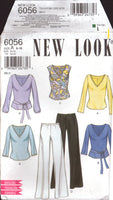 New Look 6056 Yoga Style Tops with Sleeve Variations and Pants, Sewing Pattern Multi Size 6-16