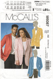 McCall's 6087 Unisex Lined Jackets, Sewing Pattern Multi Size 24-44