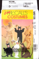 McCall's 6106 Animal Costumes: Bunny, Bear, Cat, Lion or Kangaroo, Sewing Pattern, Size Adult Small