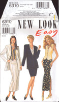 New Look 6310 Below Hip Jacket, Vest with Shaped Hemline and Skirt in Two Lengths, Sewing Pattern Multi Size 8-18