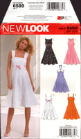 New Look 6589 Empire Waistline Dress with Flared Skirt, Shoulder Straps or Halter Neckline, Multi Size 8-18