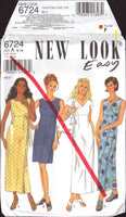 New Look 6724 Sleeveless or Short Sleeve Dress in Two Lengths with Round or V-Neckline, Sewing Pattern Multi Size 6-16