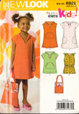 New Look 6822 Sleeveless, Short or Cap Sleeve Dress with Pocket Variations and Tote Bag, Sewing Pattern Multi Size 3-8