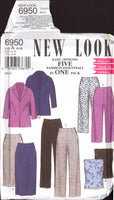 New Look 6950 Jacket, Sleeveless Top, Pants in Two Lengths and Straight Skirt, Sewing Pattern Multi Size 6-16