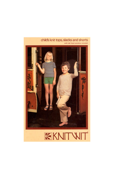 Knitwit 7150 Child's Knit Tops, Pants and Shorts with Tab Front Variations, Sewing Pattern Multi Size 8-12