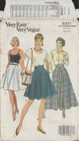 Vogue 8331 Sewing Pattern, Skirt, Size 8, Cut, Complete