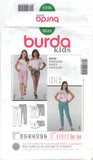 Burda 9515 Girls' Slim Fit Pants with Broad Yoke in Three Lengths Uncut, Factory Folded, Sewing Pattern Multisize 8-14