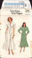 Vogue 9868 Semi-Fitted and Flared Dress with Two Skirt and Sleeve Lengths, Sewing Pattern Size 14-18