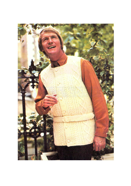 Vintage 70s Man's Aran Jerkin Pattern Instant Download PDF 3 + 4 pages