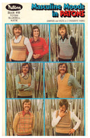 Patons 419 Masculine Moods - 70s Knitting Patterns for Men's Jumpers and Vests Instant Download PDF 20 pages