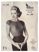 Patons 458 - 50s Knitting Patterns for Tops and Cardigans for Women Instant Download PDF 16 pages