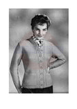 1950s Pattern for Knitted Long Line Cardigan Bust Size 32-36, instant download PDF 2 pages