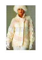 80s Chunky Cable Knit, Loose Fitting Winter Cardigan, Knitting Pattern Bust Size 86-102 cm, Instant Download PDF, 3 pages