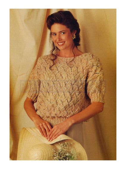 1980s Knitted Sweater Top Instant Bust Size 30-40 Download PDF 2 pages