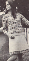 Knitted "Fair Isle" Cardigan, Sweater and Skirt Pattern Instant Download PDF 6 pages