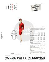 60s Front Draped Dress with Tie at Waist, Bust 31 (79 cm) Vogue Paris Original 1560, Vintage Sewing Pattern Reproduction