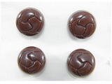 Vintage 1980's Grandway 14 mm (9/16") Carded Chocolate Brown Plastic Leather Look Small Dome Shank Buttons Pack of 4