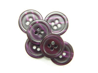 Vintage 1960's 16 mm (5/8") Pearlescent Eggplant / Dark Purple Lucite Moonglow 4 Hole Buttons 6 pieces