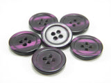 Vintage 1960's 16 mm (5/8") Pearlescent Eggplant / Dark Purple Lucite Moonglow 4 Hole Buttons 6 pieces