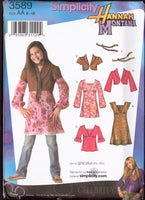 Simplicity 3589 Hannah Montana Mini-Dress or Tunic & Top, Jacket with Sleeve Variations, UC, Factory Folded Sewing Pattern Size 8.5-16.5