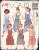 McCall's 4351 Girls' Drop Waist Sleeveless Jumper with Gathered Skirt or Jumpsuit, Uncut, Factory Folded Sewing Pattern Size 12