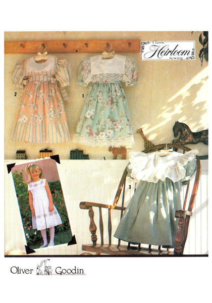 Simplicity 7193 Oliver Goodin Child's Dresses with Trim, Collar and Scallop Variations, Uncut, Factory Folded Sewing Pattern Size 3-8