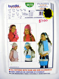 Burda 9619 Childs' Winter Accessories: Ear Flap Beanie, Beanie, Ear Muffs, Mittens, Scarf, Bags, Uncut, Factory Folded Sewing Pattern