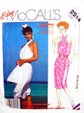 McCall's 2514 Cross Over Bodice Halter Dress with Long Flared or Short Straight Skirt, Uncut, Factory Folded Sewing Pattern Size 10