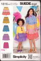 Simplicity 1816 Suede Says Girls' Flared, Flounced Skirts with Style Variations, Uncut, Factory Folded Sewing Pattern Size 3-6