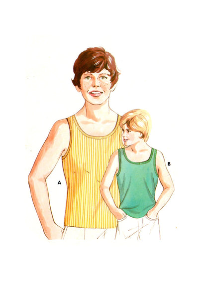 Kwik Sew 543 Boys' Tank Tops, Uncut, Factory Folded, Sewing Pattern Size 8-12