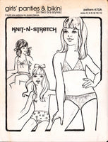 Knit N Stretch 470A Girls' Hipster or Waist High Panties and Bikini in Two Bra Styles, Uncut, Factory Folded, Sewing Pattern Multi Size 2-12