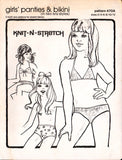 Knit N Stretch 470A Girls' Hipster or Waist High Panties and Bikini in Two Bra Styles, Uncut, Factory Folded, Sewing Pattern Multi Size 2-12