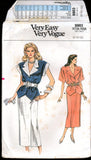 Vogue 9903 Top with Notched Collar, Shaped Hemline, Two Sleeve Lengths and Straight Skirt, Trimmed Sewing Pattern Size 8-10-12