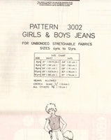 Bevknits 3002 Children's Jeans with Mock Fly and Style Variations, Uncut, Factory Folded, Sewing Pattern Multi Size 2-12 Years